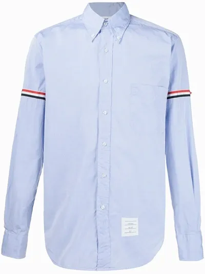 Thom Browne Striped-detail Long-sleeved Shirt In Blue