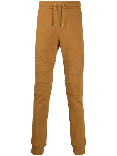 Balmain Ribbed Detailing Skinny Sweatpants In Neutrals