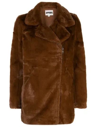 Apparis Women's Rose Plush Faux Fur Jacket In Chocolate