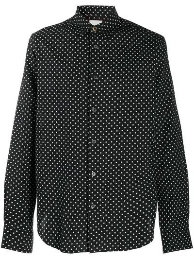 Paul Smith Polka-dot Print Shirt In Black