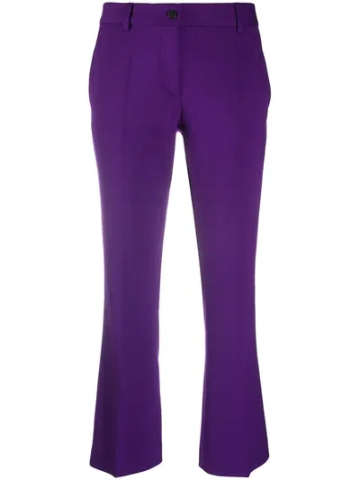 Alberto Biani Cropped Flared Trousers In Purple