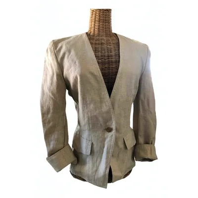 Pre-owned Escada Linen Blazer In Beige