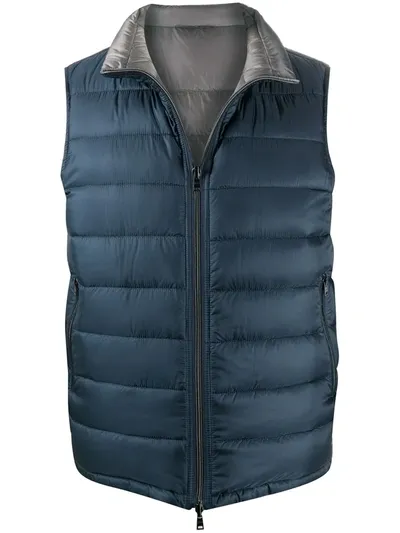 Herno Padded Zip Gilet In Blue