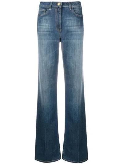 Elisabetta Franchi Stretch Denim Palazzo Jeans In Blue