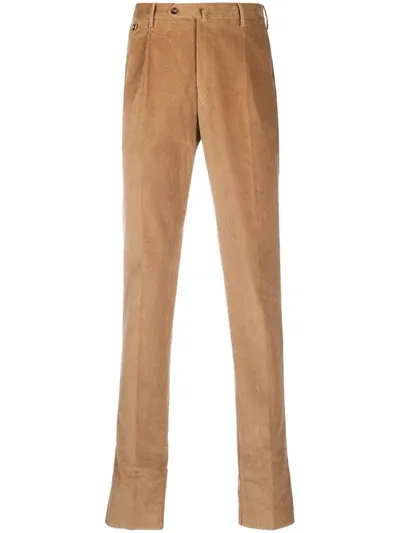 Pt01 Corduroy Straight Trousers In Neutrals