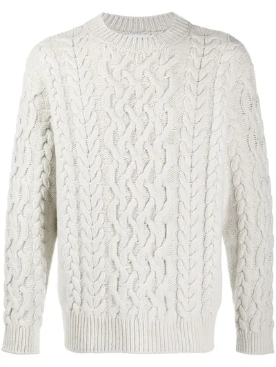 Closed Cable Knit Jumper In Neutrals