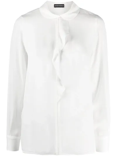 Emporio Armani Peter Pan Ruffled Blouse In White