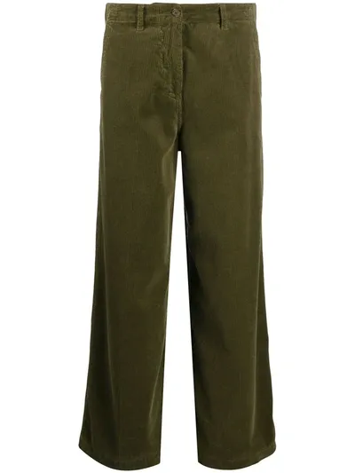 Aspesi Corduroy Palazzo Trousers In Green