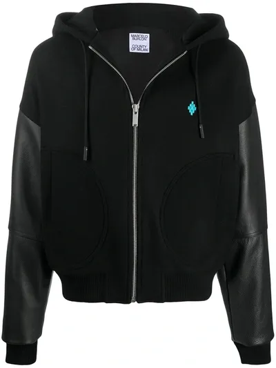 Marcelo Burlon County Of Milan Panelled Zip-up Hoodie In Black