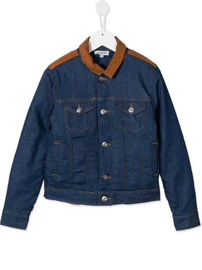 Lanvin Enfant Kids' Velvet Cutouts Denim Jacket In Blue