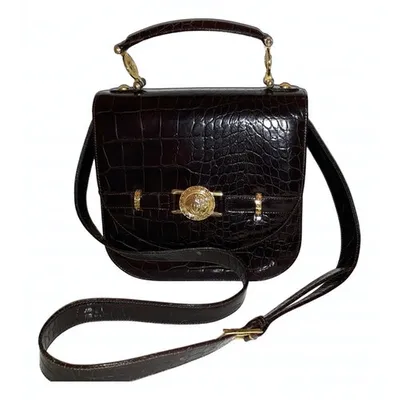 Pre-owned Versace Leather Handbag In Brown