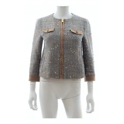 Pre-owned Miu Miu Tweed Short Vest In Grey