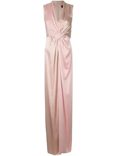 Paule Ka Contrast Woven Column Dress In Pink