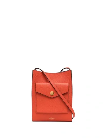 Mulberry Medium Leather Crossbody Phone Pouch In Orange