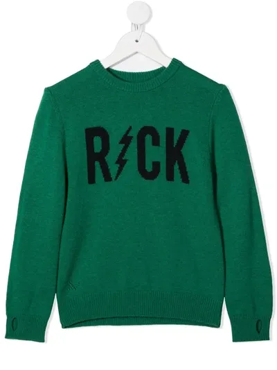 Zadig & Voltaire Kids' Slogan Embroidered Jumper In Green