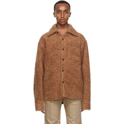 Marni Shearling Shirt Jacket In 00m37 Tobac