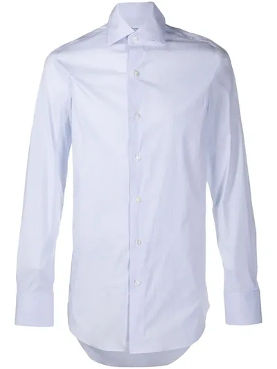 Finamore 1925 Napoli Plain Button Shirt In Blue