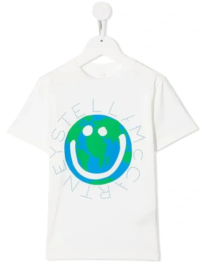 Stella Mccartney Kids' Smiling Earth Print T-shirt In White