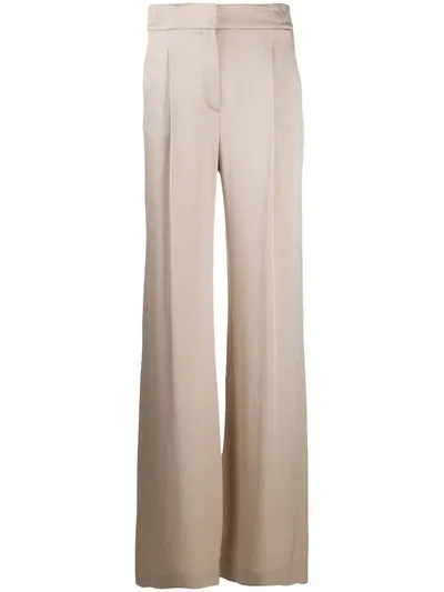 Veronica Beard Robinne Satin-crepe Wide-leg Pants In Beige