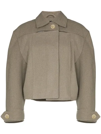 Jacquemus La Veste Albi Taupe Wool-blend Jacket In Grey