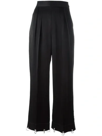 Christopher Kane Wide Leg Ring Detail Trousers In Black