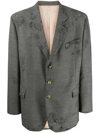 Marni Distressed Oversized Blazer In Grey