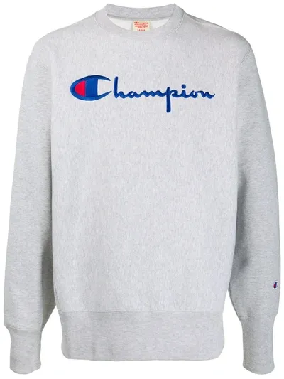 Champion Embroidered Logo Sweatshirt In Grey