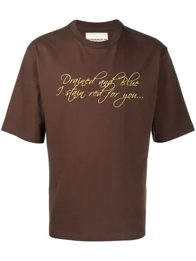 Youths In Balaclava Slogan Print T-shirt In Brown