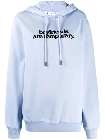 Off-white Oversized Slogan Print Hoodie In Purple