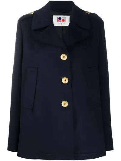 Ports 1961 Single Breasted Peacoat In Blue