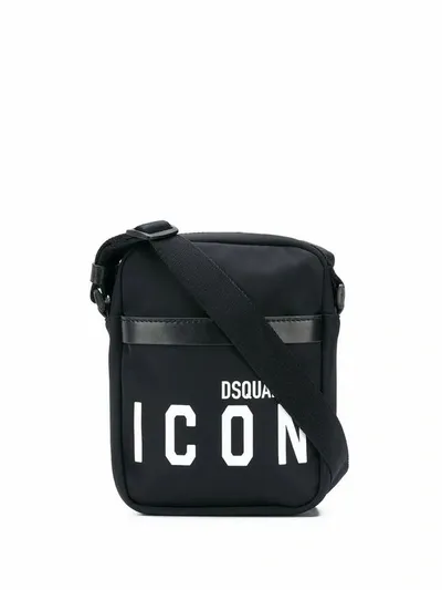 Dsquared2 Logo Print Shoulder Bag In Black