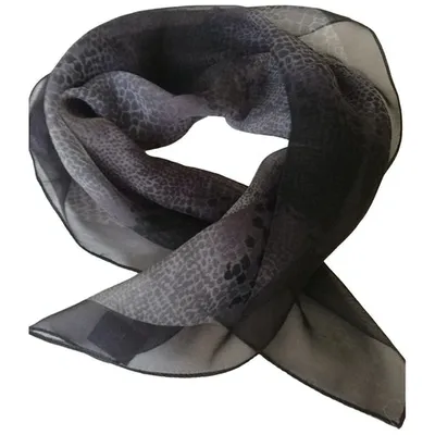 Pre-owned Coccinelle Silk Neckerchief In Grey