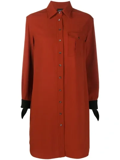 Aspesi Contrasting-cuff Shirt Dress In Red