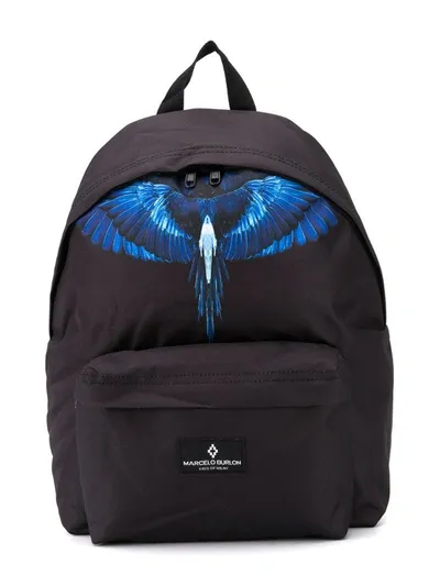 Marcelo Burlon County Of Milan Kids' Logo Print Backpack In Black