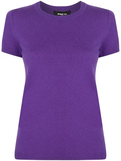 Paule Ka Short-sleeved Knitted Top In Purple