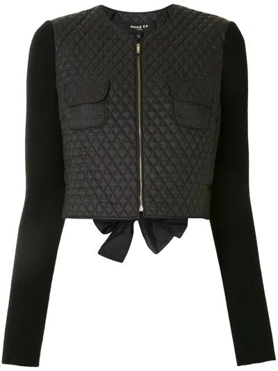 Paule Ka Diamond-quilted Cropped Jacket In Black