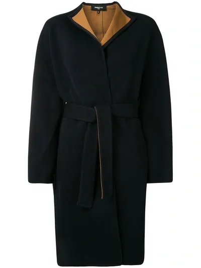 Paule Ka Contrast Lining Belted Coat In Blue