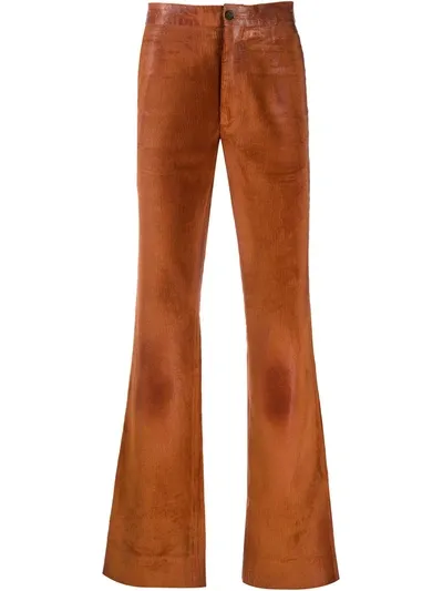 Marni Brown Waxed Corduroy Trousers In Orange