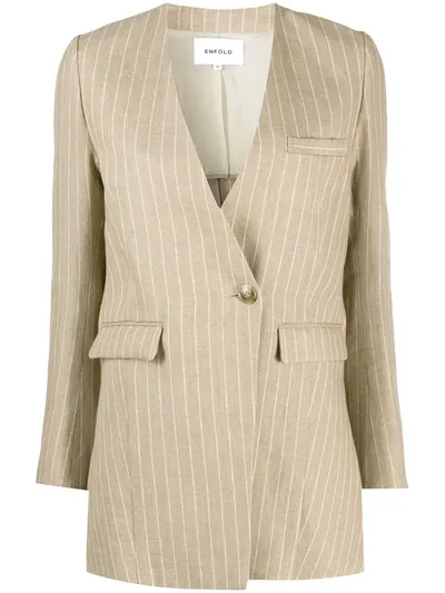 Enföld V-neck Stripe Pattern Blazer In Neutrals