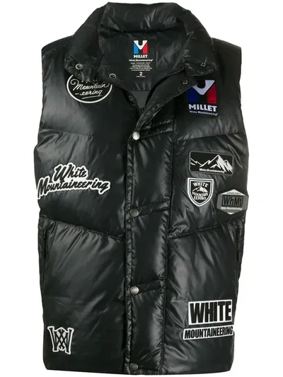 White Mountaineering Appliqué Badges Down Vest In Black