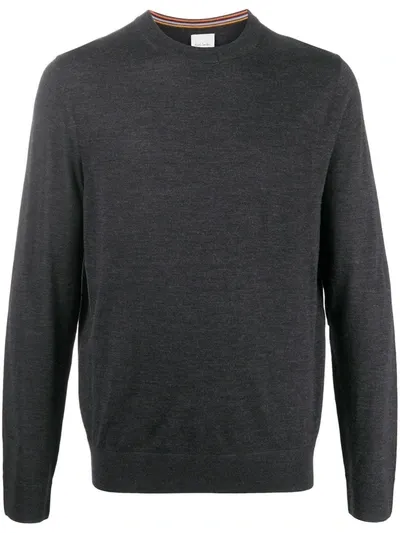 Paul Smith Crew-neck Logo Pullover In Grey