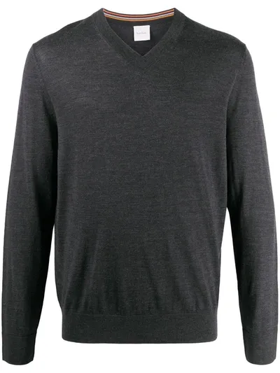 Paul Smith Regular-fit V-neck Pullover In Grey