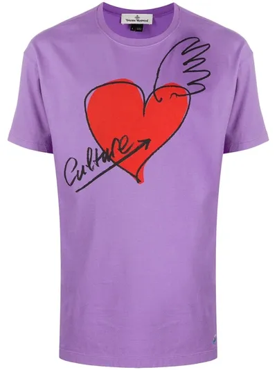 Vivienne Westwood Anglomania Heart-print Cotton T-shirt In Pink