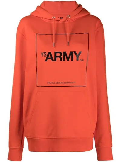 Yves Salomon Graphic-print Long-sleeved Hoodie In Orange