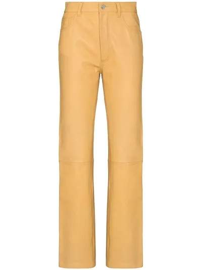 Sunflower Neutrals Straight Leg Leather Trousers