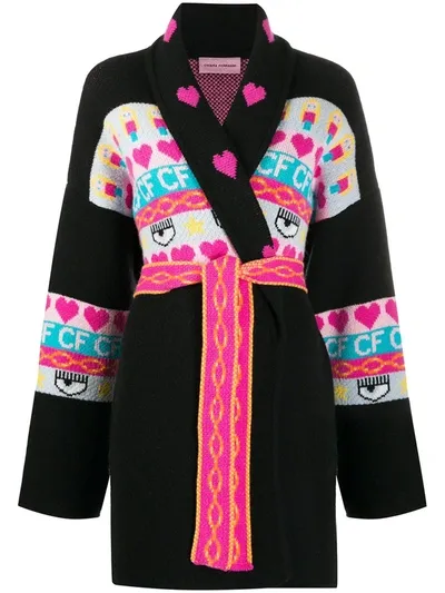 Chiara Ferragni Norwegian Cape With Eyes Flirting Embroidery In Multi