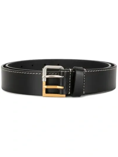 Maison Margiela Two-tone Buckle Belt In Black