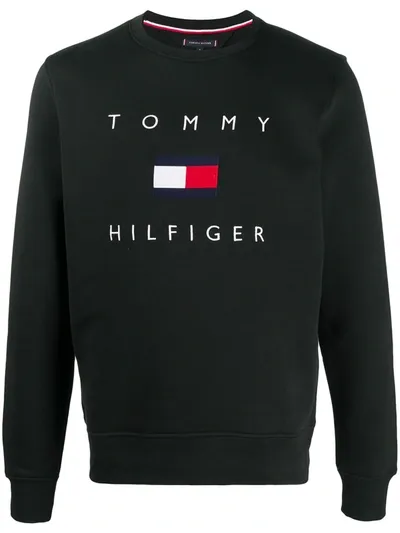 Tommy Hilfiger Flag Logo Sweatshirt In Black