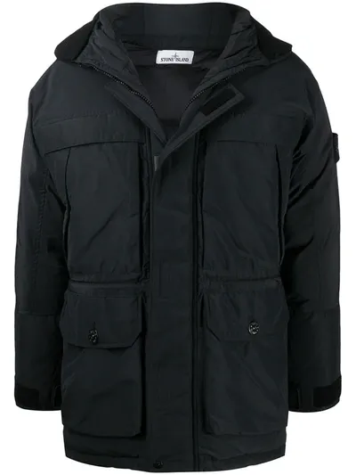 Stone Island Multi-pocket Padded Coat In Black