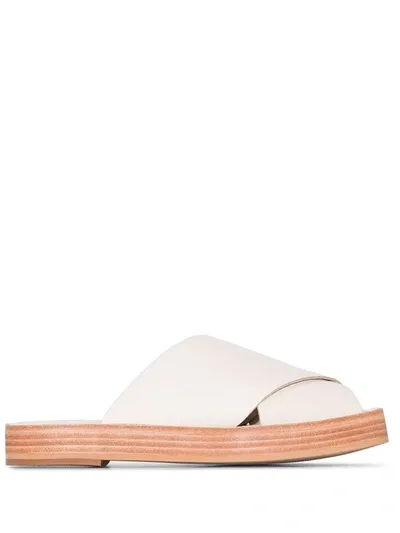 St Agni White Tokyo Leather Sandals In Neutrals